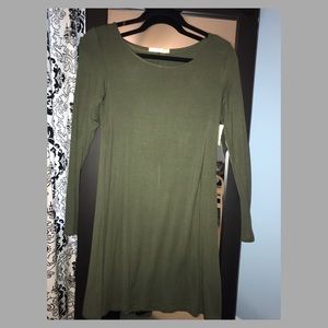 Olive Green Long sleeve Tshirt Dress